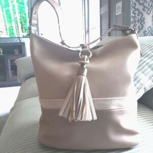 DAVID JONES  Paris shoulder Tote Bag Taupe Vegan Leather